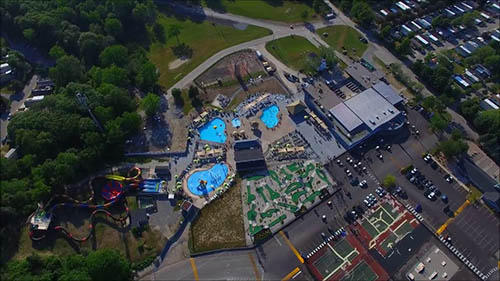 Sherkston Shores Cottage Rental: drone photo of the waterpark